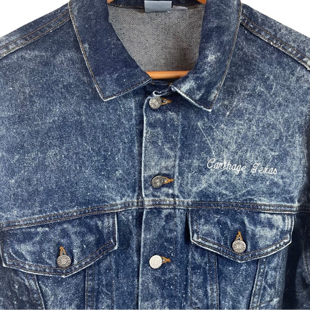 Vintage Men’s Acid Wash Denim Trucker Jacket M Union Pacific Resources 3D Letter - Picture 2 of 15